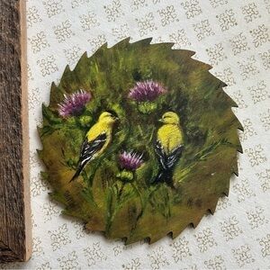 Lot of 2 Pieces of Folk Art Hand Painted Birds
